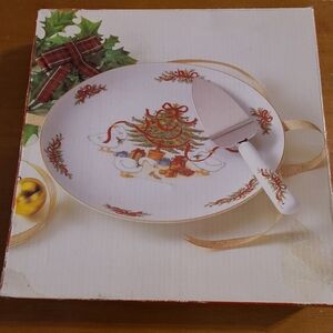 Vintage Jay Country Christmas Goose Duck Cake Plate And Server
